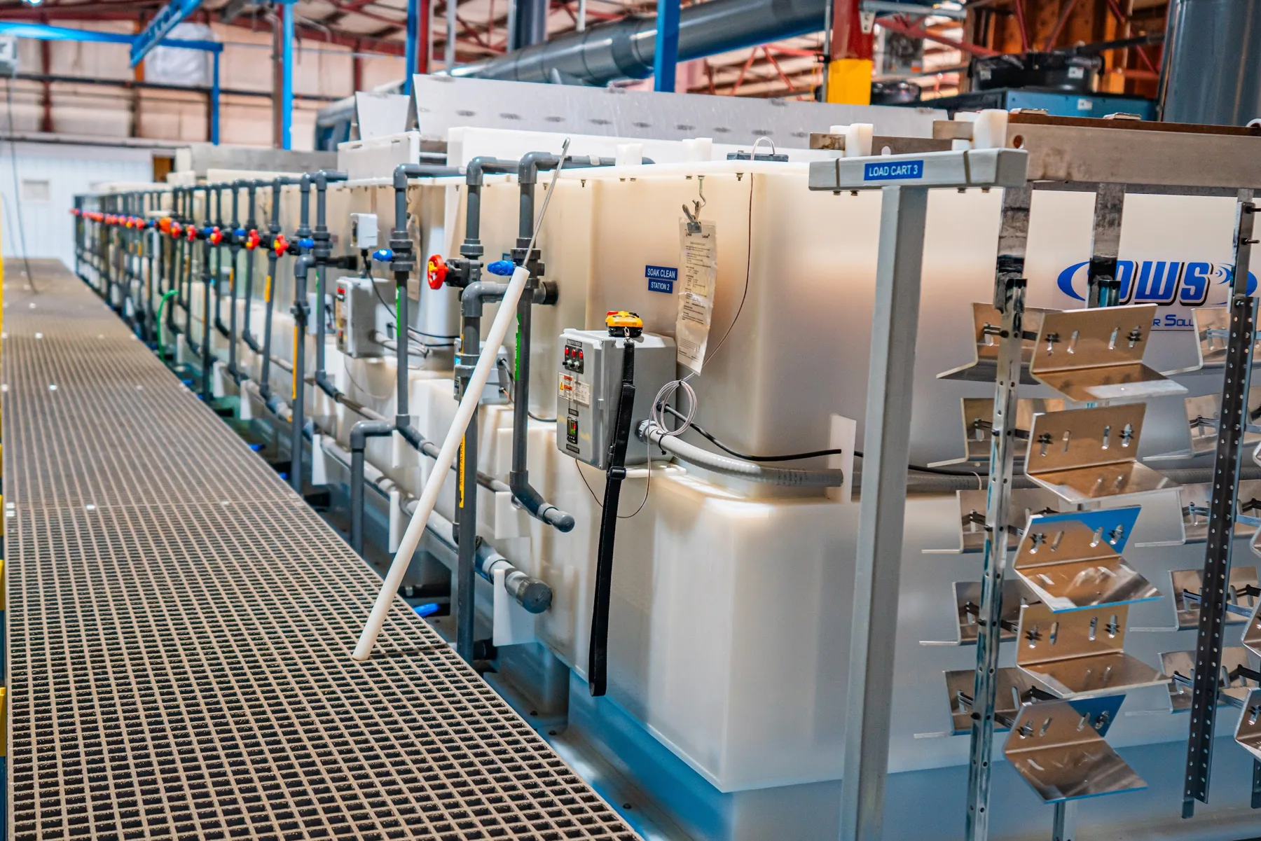 The anodizing line at the AnoPRO plant seen from the catwalk